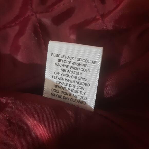 New York & Company Womens Burgundy Zip and Snap Front Removable Fur Size XL - Picture 5 of 6